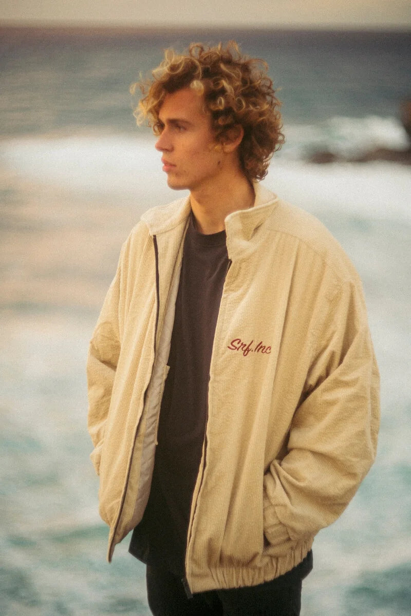 surf.inc Cord Baseball Jacket - Vintage White- lab10streetwear.nl