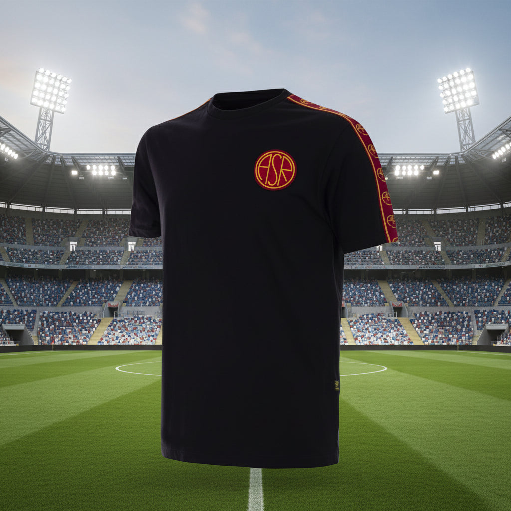 AS Roma Taper T-Shirt Zwart