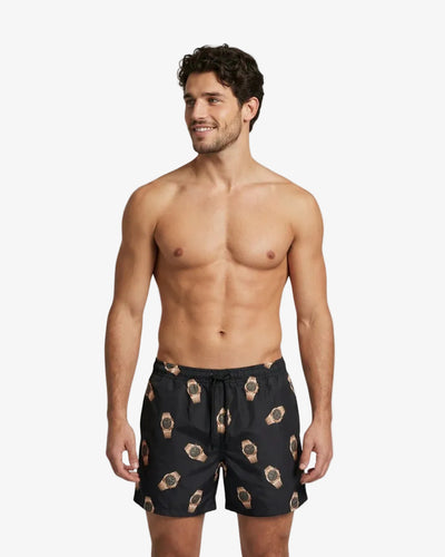 Baron Filou Swim Shorts Allover Watches - Black - lab10menswear.nl
