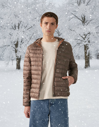 Nico Daunenjacke mit Kapuze Taupe 