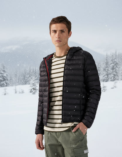 Nico Daunenjacke mit Kapuze Schwarz 