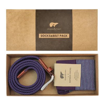 Socks and Belt Gift Box - Purple